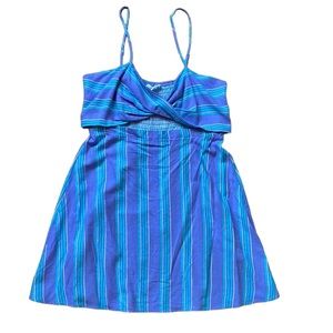 Stitch & Pine Y2K Linen Blend Cutout Stripe Dress